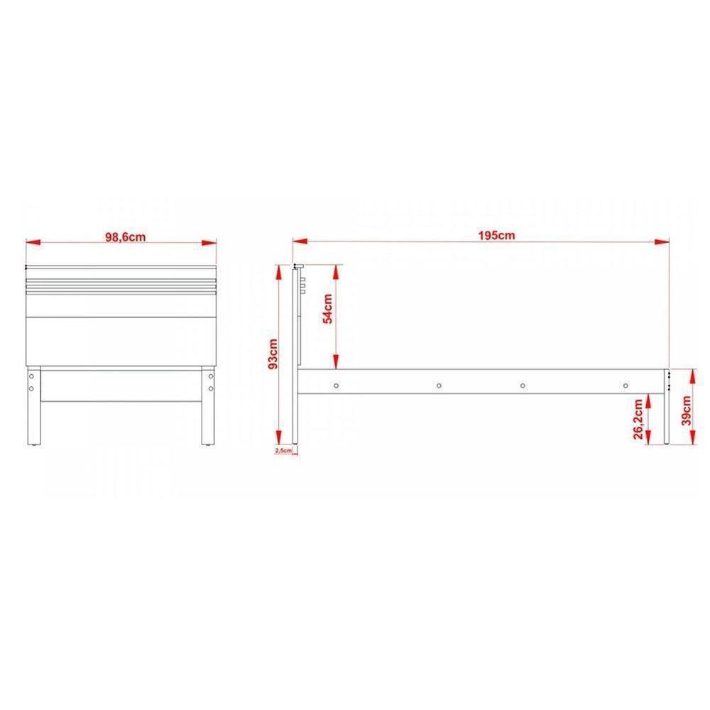 Cama Solteiro Cm8010 Nogal/Branco - Tecno Mobili - 4