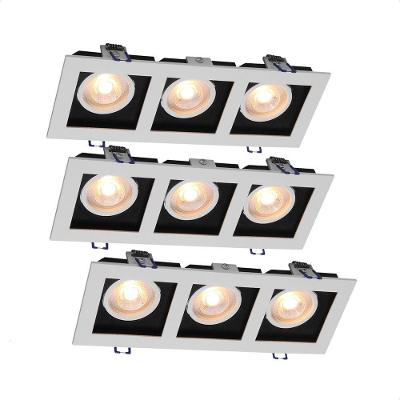 Kit 3 Spot Quadrado Recuado Triplo LED 15W 3000K Amarelo Quente Bivolt Taschibra