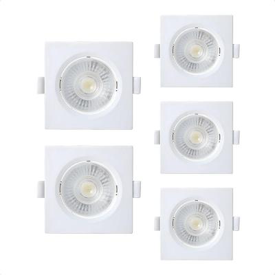 Kit 5 Spot de LED Embutir Quadrado Alltop Par20 7W 3000K Branco Bivolt Taschibra