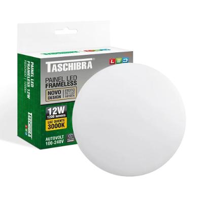 Kit 10 Painéis de LED Frameless Redondo 12W 3000K Amarelo Quente Bivolt Taschibra