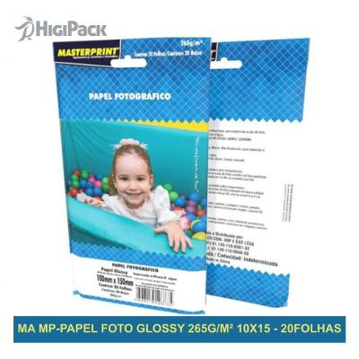 Papel Fotográfico Masterprint A6 Glossy 265g 10x15cm 60 Folhas Branco