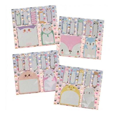 Bloco de Notas Adesivo Cute Animals 20 Folhas para Uso Escolar e Escritório Sortido