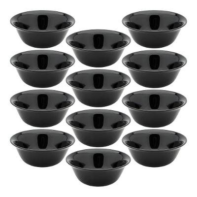 Jogo 12 Bowl Mini Tigela 12cm para Sobremesa e Molhos Vidro Opalino Preto em Casa Tem