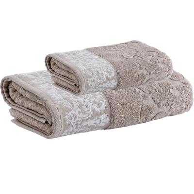 Jogo de Toalhas Banho e Rosto Jacquard Medalhão 2 Peças Bege Corttex