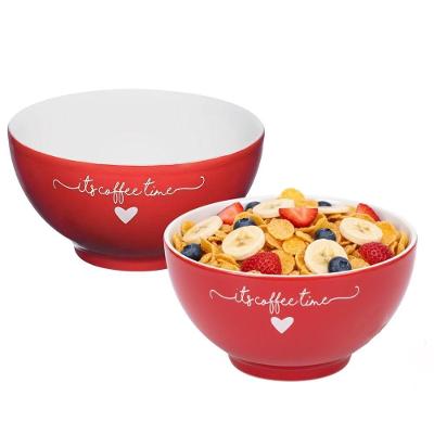 Jogo 2 Bowls Lamour Coração para Sobremesa Porcelana 0,45L Vermelho Hauskraft
