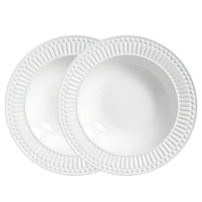 Jogo 2 Prato Fundo Roma 22cm Cerâmica Liso para Caldos e Sopas Branco Porto Brasil