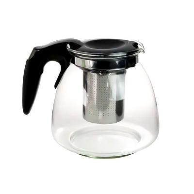 Chaleira Bule de Vidro com Infusor 950ml Inox para Chá e Café 1L