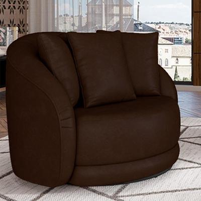 Poltrona Decorativa Galáxia G45 Giratória com Almofadas Pu Marrom Gran Belo