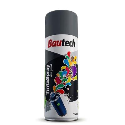Tinta Spray Aerossol 30500 Alto Brilho Cinza Escuro 350ml para Artesanato Bautech