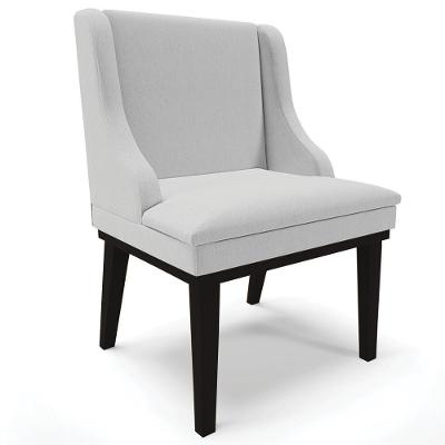Poltrona Decorativa Firenze G19 em Linho Cinza-preto com Estrutura de Madeira Gran Belo