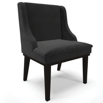 Poltrona Decorativa Firenze G19 Base Fixa de Madeira em Veludo Preto Gran Belo