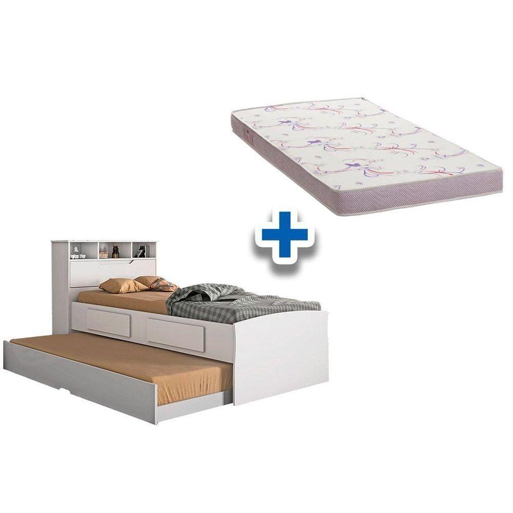 Colchão Solteiro Physical Ortobom (2un) + Bicama Ravena Branco - 1