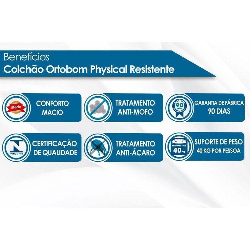 Colchão Solteiro Physical Ortobom (2un) + Bicama Ravena Branco - 4