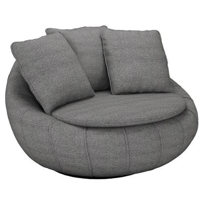 Poltrona Decorativa Afrodite G45 Giratória em Linho para Sala de Estar Cinza Gran Belo