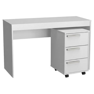 Mesa Escrivaninha B29 Moderna 3 Gavetas MDP 120cm Branco Nova Mobile