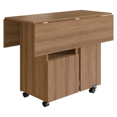 Mesa Dobrável B50 Quadrada MDP 90x90cm Mel com Prateleira Interna Nova Mobile