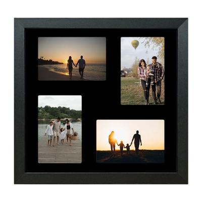 Porta-Retrato de Parede 32x32 Multifotos para 4 Fotos 10x15 com Paspatur Preto Soleil Home Decor