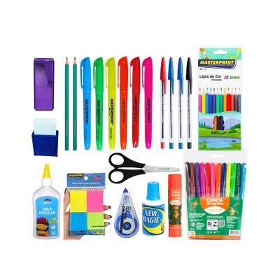 Kit Material Escolar 47 Itens OEM para Ensino Fundamental e Médio com Canetas e Lápis