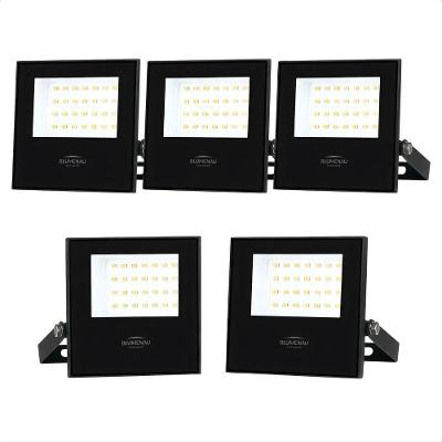 Kit 5 Refletor de LED Slim 50W IP65 4100K Neutro Suave Preto Blumenau Iluminação