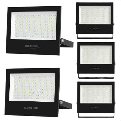 Kit 5 Refletor de LED Slim TECH 100W 6500K Branco Frio Preto Bivolt Blumenau Iluminação
