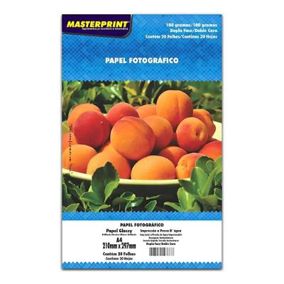 Papel Fotográfico Glossy Dupla Face Der 180g-m2 A4 20 Folhas para Impressora Jato de Tinta