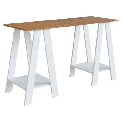 Mesa Escrivaninha Cavalete B61 Moderno MDP 135cm Mell Branco Novam Mel Marrom Nova Mobile