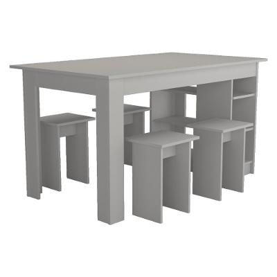 Mesa B21 4 Lugares Tampo em MDP com Nichos 140cm Branco Nova Mobile