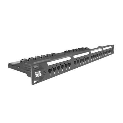 Patch Panel Cat6 24 Portas Sohoplus T568a B Preto para Rack 19 Furukawa