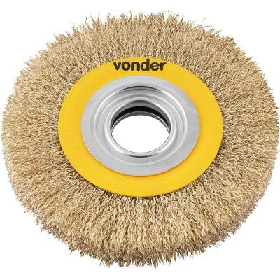 Escova Circular Aço Carbono Latonado 6 X 1 para Motoesmeril com Bucha de Redução Vonder
