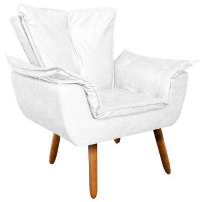 Poltrona Decorativa Charger Pu Branco G19 com Pés Palito para Sala de Estar Gran Belo