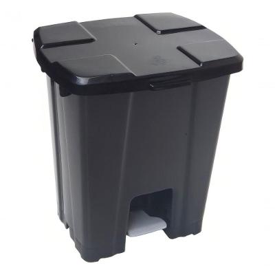 Lixeira Quadrada Plástica 60L com Pedal Polipropileno Preto JSN