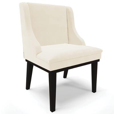Poltrona Decorativa Firenze G19 em Veludo Bege-preto com Base Fixa de Madeira Gran Belo