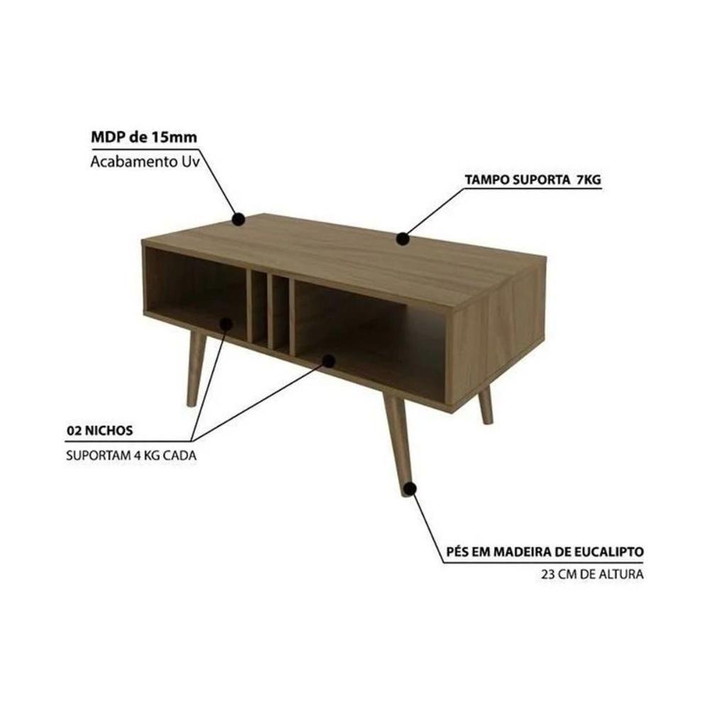 Mesa Centro Sala Mc2226 Natural - Tecno Mobili - 3