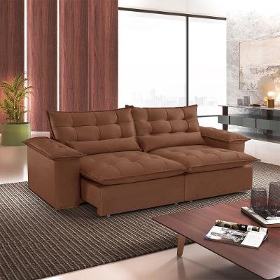 Sofá Alice 3 Lugares Retrátil e Reclinável 210cm Terracota Veludo