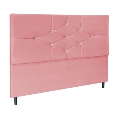 Cabeceira Estofada Cama Casal Box 140 Cm Virgínia Suede Rosa