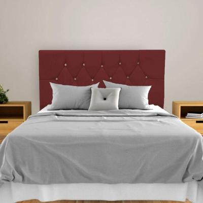 Cabeceira Estofada Geovana Solteiro 90 Cm Suede Botões Bordô Parô Móveis