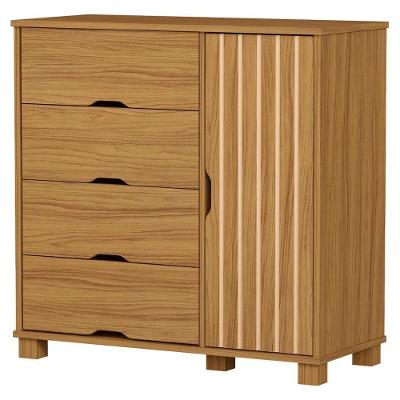 Cômoda Bela 4 Gavetas 1 Porta em MDF Marrom Milani Movelaria