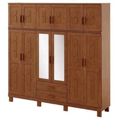 Guarda Roupa Casal 1242C 12 Portas Giratórias 4 Gavetas Madeira Maciça Castanho Milani Movelaria