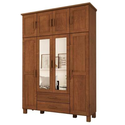 Guarda Roupa Casal 1144C 8 Portas com Espelho Madeira Maciça Taeda Castanho Milani Movelaria