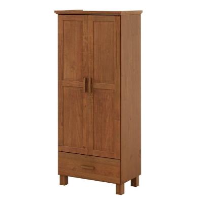 Guarda Roupa Solteiro 1140C 2 Portas Giratórias 1 Gaveta Madeira Maciça Castanho Milani Movelaria