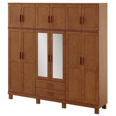 Guarda Roupa Casal 1292C 12 Portas Giratórias Madeira Maciça Taeda Castanho Milani Movelaria