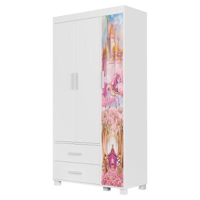 Guarda Roupa Infantil Livia 3 Portas Giratórias 2 Gavetas Mdf Carruagem Milani Movelaria