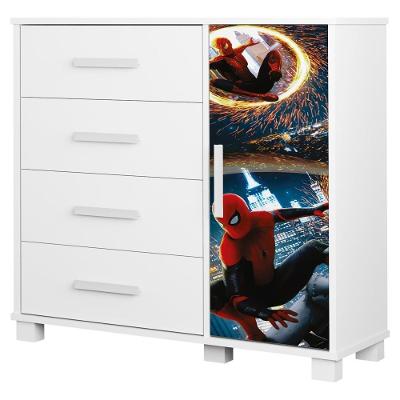 Cômoda Infantil Livia 4 Gavetas 1 Porta Mdf com Puxadores Plástico Milani Movelaria