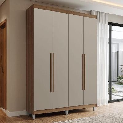 Guarda Roupa Solteiro Venus 1105K92G1CP 4 Portas de Bater com Gavetas em MDP Rustic-Crema-Rustic