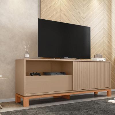 Bancada para Tv Átomo 55 150cm Mdp com Porta de Correr Ripada Sued-freijo Gran Belo