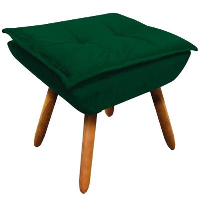 Puff Decorativo Charger G19 Pés Palito Assento Espuma Suede Verde Gran Belo