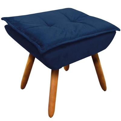 Puff Decorativo Charger G19 Pés Palito Assento Espuma Suede Azul Marinho Gran Belo