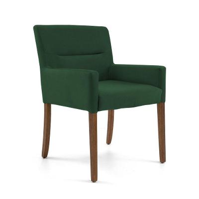 Poltrona Vicenza para Sala de Estar Veludo Verde G15 com Pés Madeira Gran Belo