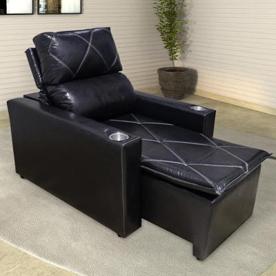 Poltrona Reclinável Retrátil Áustria G23 Pu Preto Brilho com Porta Copos Gran Belo