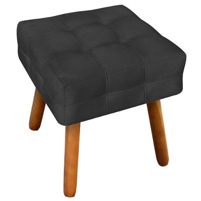 Puff Decorativo Karen G19 Pés Palito Assento Espuma Suede Preto Gran Belo